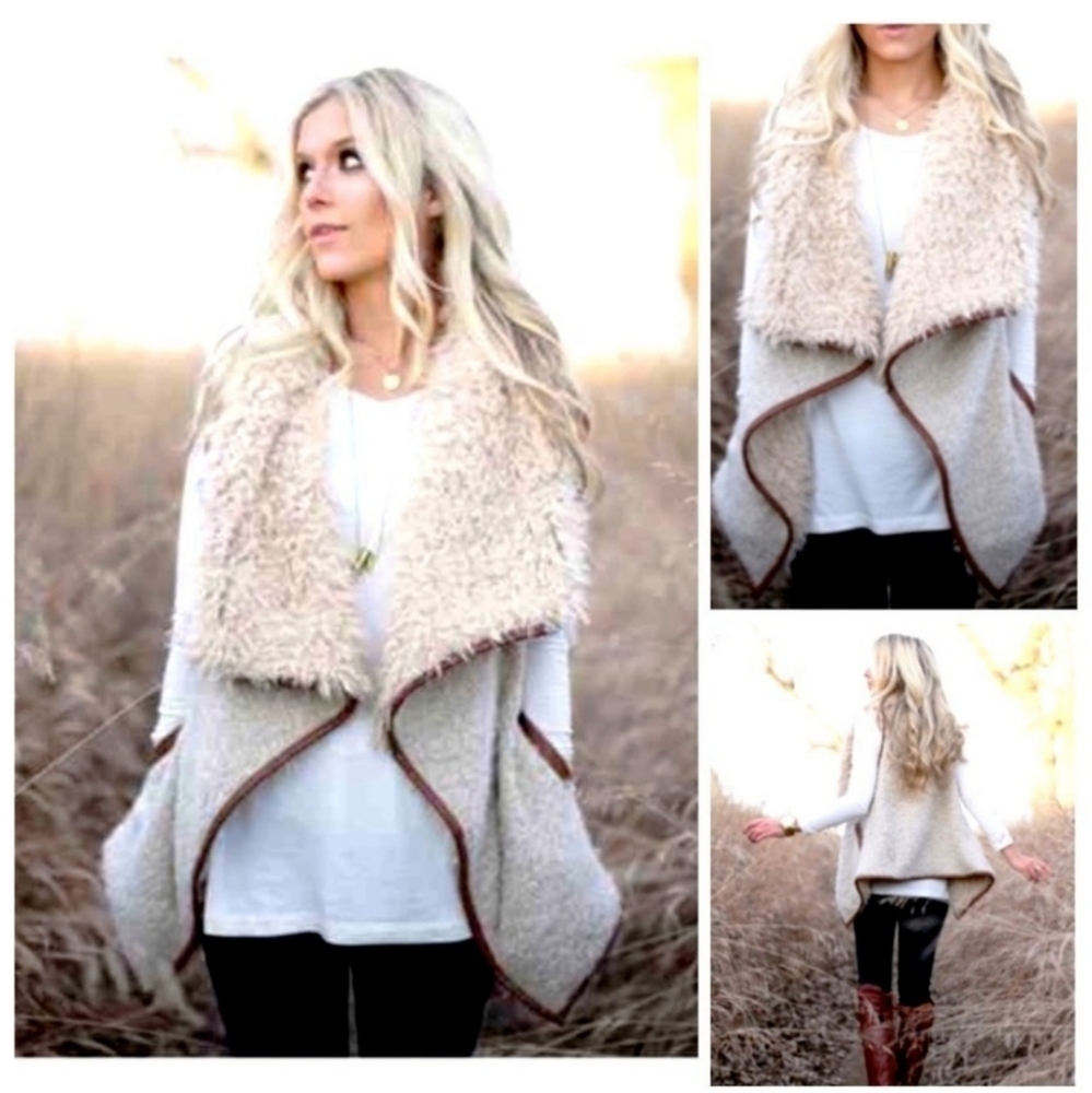 Wool and sherpa vest